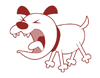 A cartoon image of a barking dog