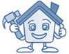 A cartoon image of a house holding a hammer and giving a thumbs up