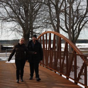 Waterfront Way Trail users on bridge