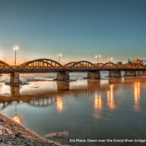 Dawn Over the Grand River Bridge watermark - Susan Coulthart